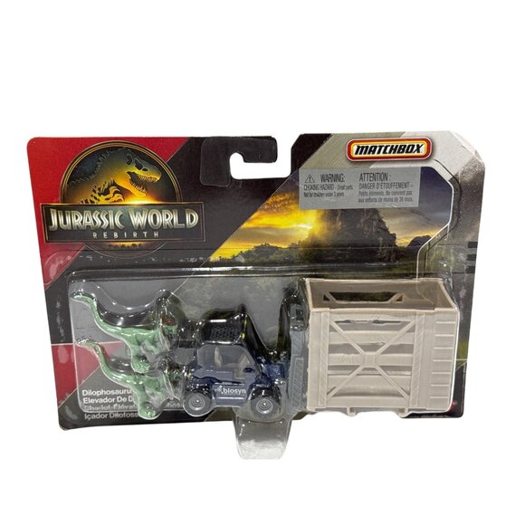 Jurassic World Matchbox Dilophosaurus Lifter Toy Set Includes Dino Figure & Acce - Picture 2 of 5